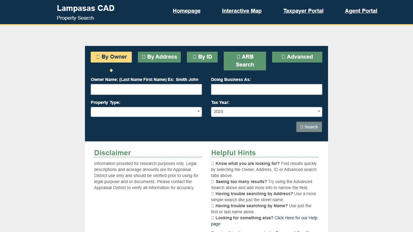 Lampasas CAD Property Search